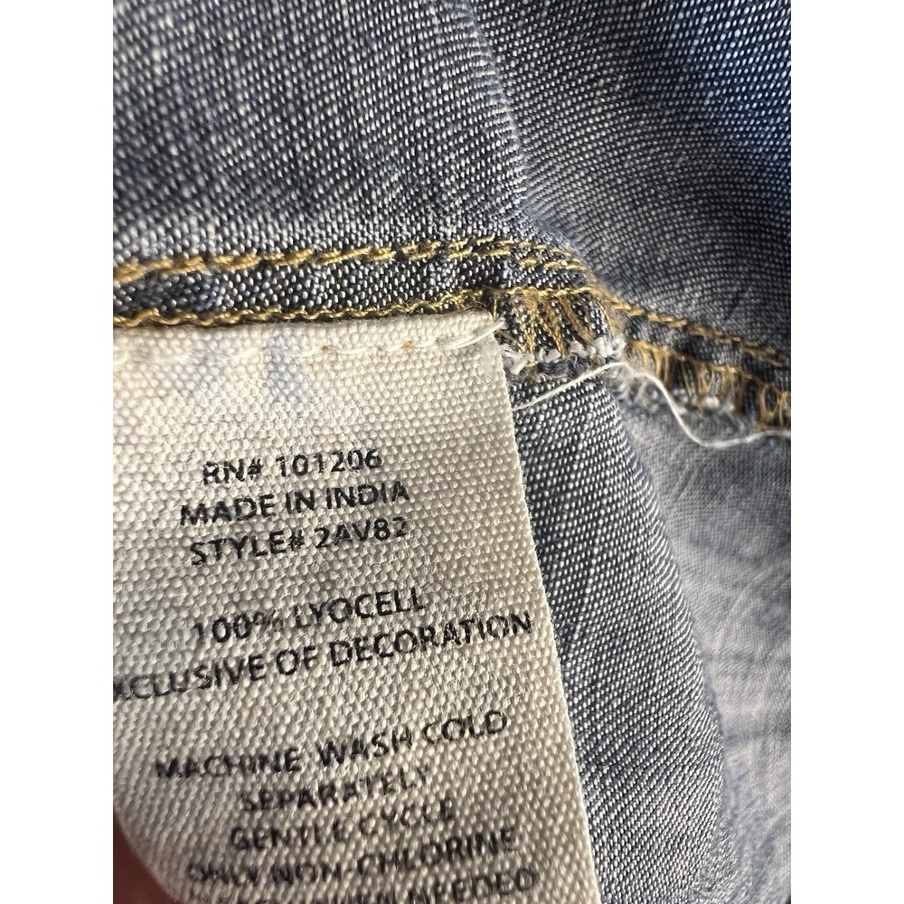 Soft Surroundings Women Denim Tunic Chambray Embroidered Boho Western Shirt L - Picture 8 of 11